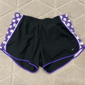 Nike purple & black polka dot Dri-fit active wear breathable shorts